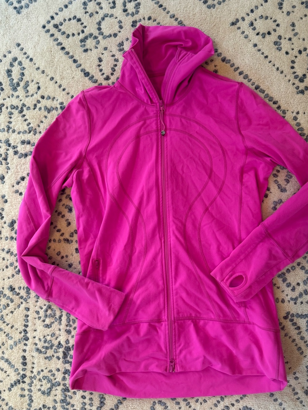 Lululemon Define Jacket Womens 12 pink Full Zip Thumbholes Pockets Athletic